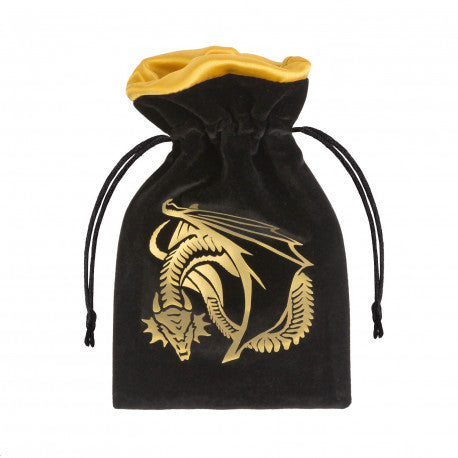 Dragon Black & golden Velour Dice Bag | Grognard Games