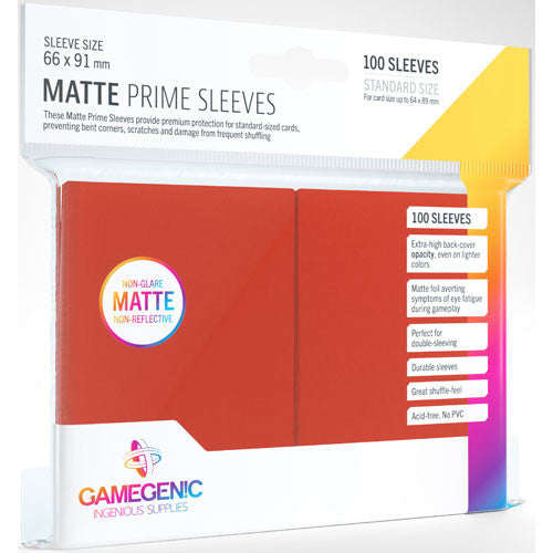 Gamegenic GG1027 Matte Prime Sleeves Red | Grognard Games