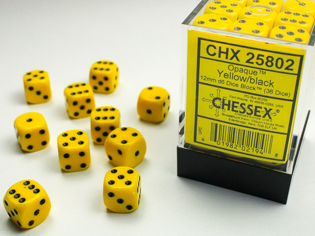 CHX25802 Opaque Yellow/black 12mm (36) | Grognard Games