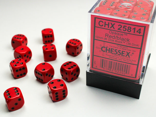 CHX25814 Opaque Red/black 12mm (36) | Grognard Games