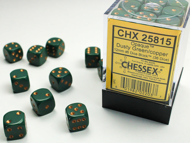 CHX25815 Opaque Dusty Green/copper 12mm (36) | Grognard Games