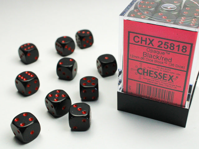 CHX25814 Opaque Black/red 12mm (36) | Grognard Games