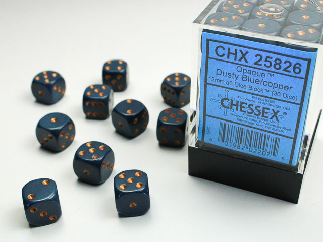 CHX25826 Opaque Dusty Blue/copper 12mm (36) | Grognard Games