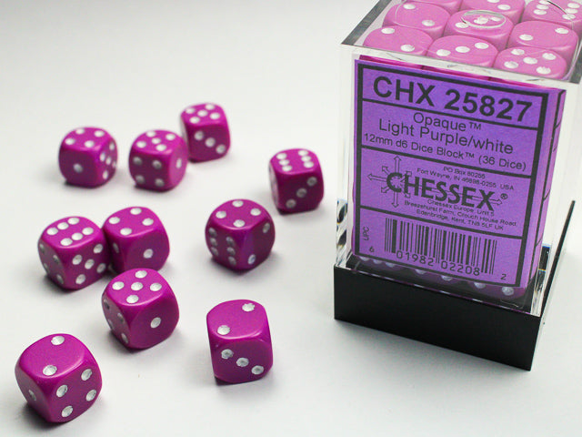 CHX25827 Opaque Light Purple/White 12mm (36) | Grognard Games