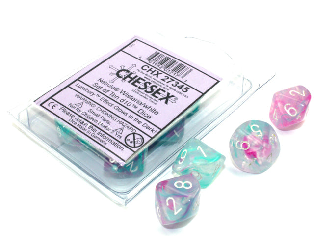 CHX27345 Nebula Wisteria/white Luminary Set of Ten d10s | Grognard Games