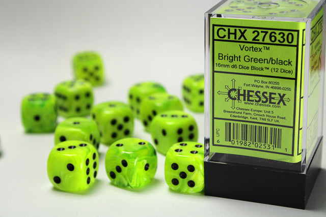 CHX27630 Vortex bright green/black 16mm (12) | Grognard Games