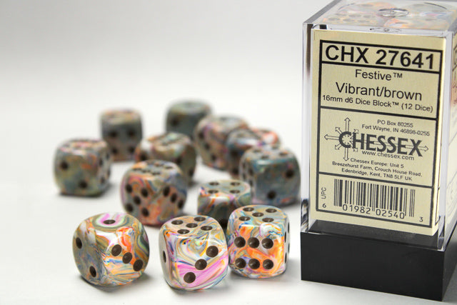 CHX27641 Festive Vibrant/brown 12 D6 Set | Grognard Games