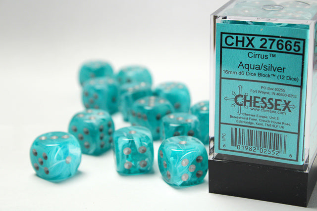 CHX27665 D6: 16mm: Cirrus Aqua/Silver | Grognard Games