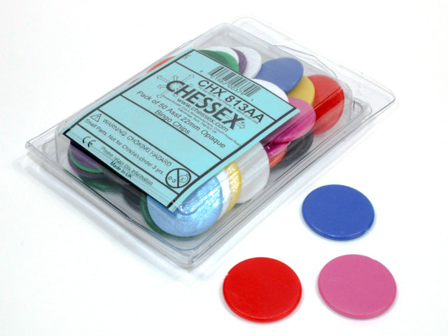 CHXCGL1000D Pack of 50 Asst 22mm Opaque Bingo Chips | Grognard Games