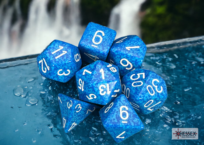 CHX25306 Speckled Water Polyhedral 7-Dice Set | Grognard Games