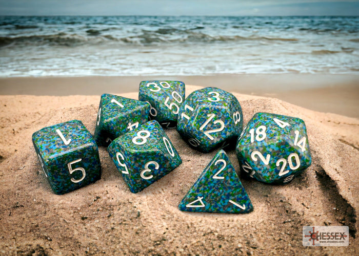 CHX25316 Speckled Sea Polyhedral 7-Dice Set | Grognard Games