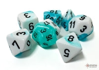 CHX26444 Gemini Teal-white/black 7-die Set | Grognard Games