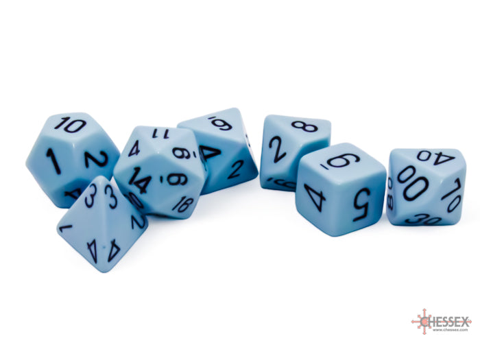 CHX25466 Opaque Pastel Blue/black Polyhedral 7 Dice Set | Grognard Games