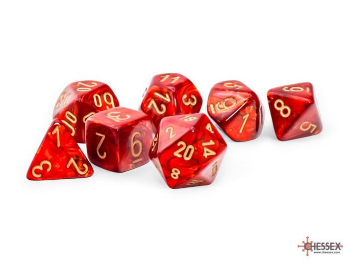 CHX 22414 Scarab Mega-hedral Scarlet/gold 7-Die Set | Grognard Games