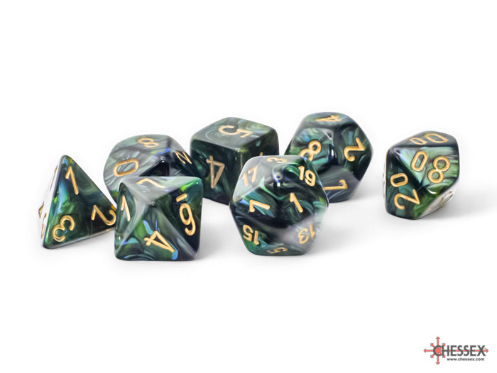 CHX 22415 Scarab Jade/gold  Mega-hedral 7-Die Set | Grognard Games