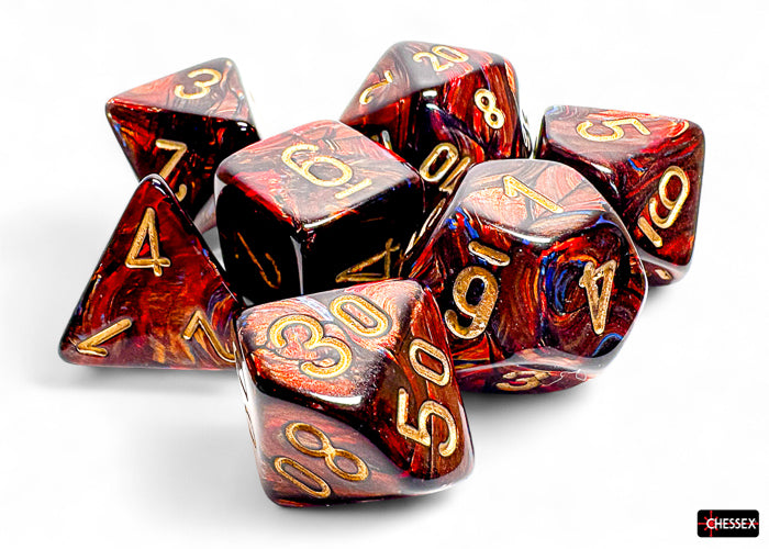 CHX 22419 Scarab Mega-hedral Blue Blood/gold 7-Die Set | Grognard Games