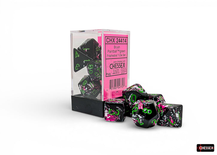 CHX24414 Brush Paintball/green Polyhedral 7 die set | Grognard Games