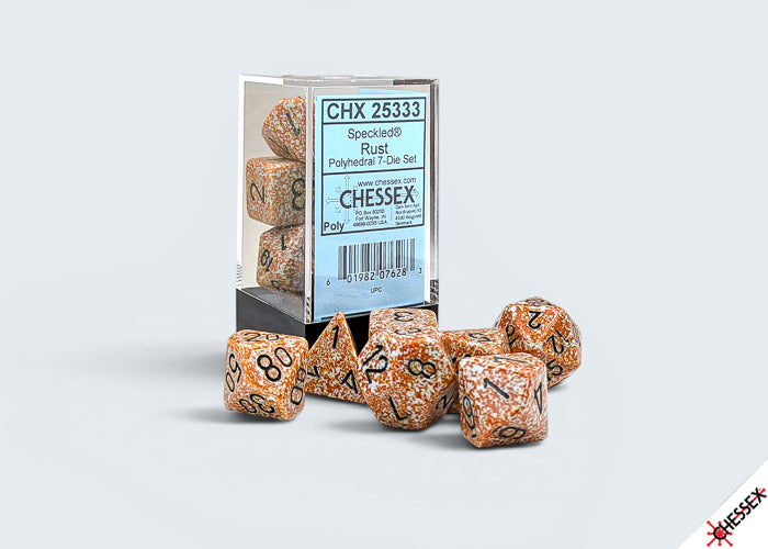 Chessex Speckled Rust Polyhedral 7-Dice Set | Grognard Games