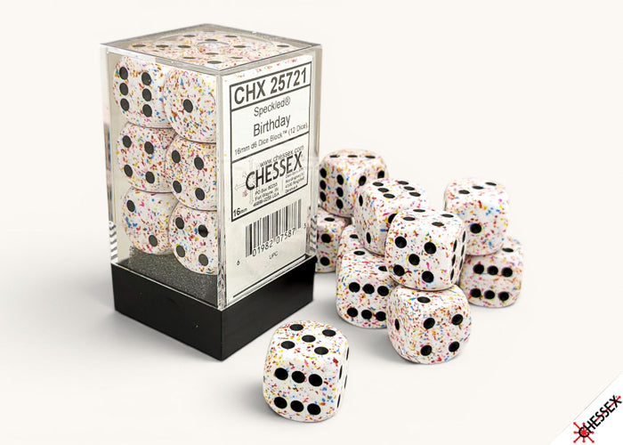 Chessex 16mm D6 Speckled Birthday (12 Dice) | Grognard Games