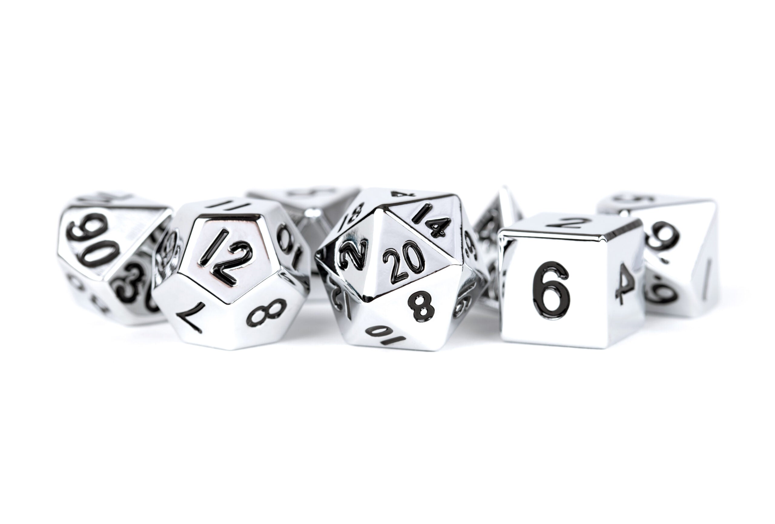 Silver 16mm Polyhedral Dice Set | Grognard Games