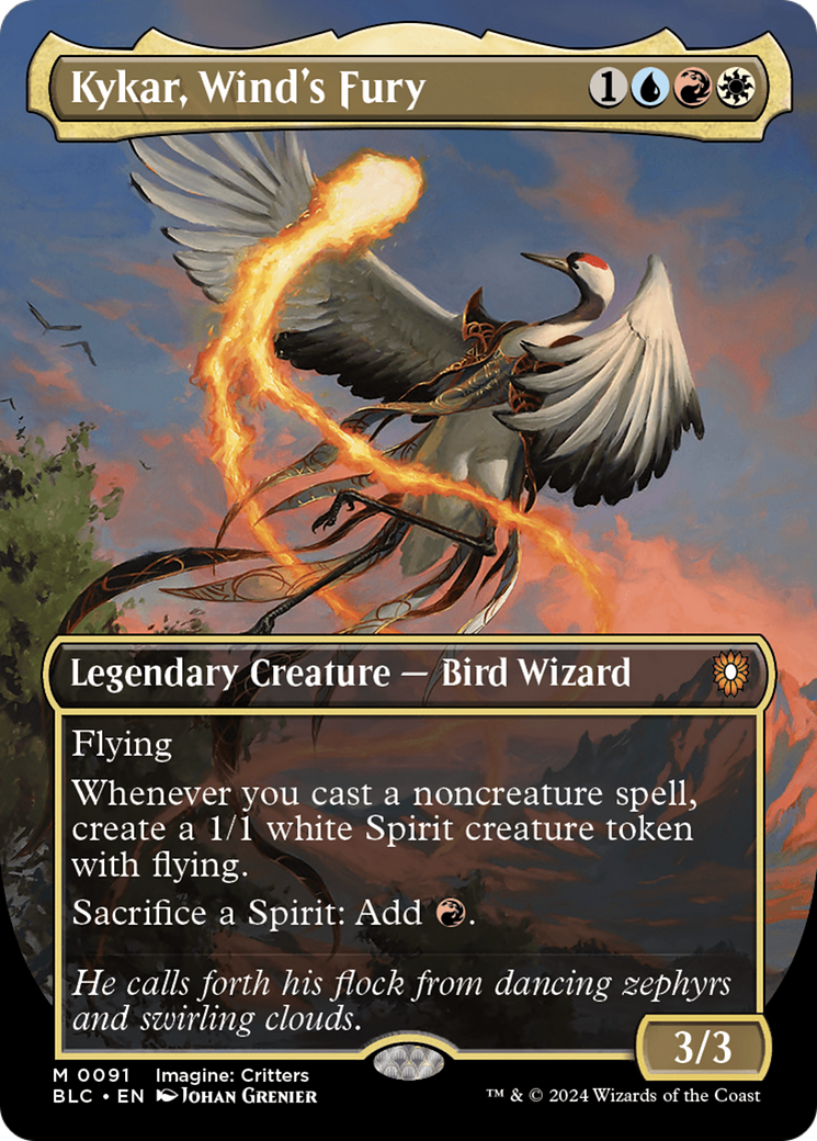 Kykar, Wind's Fury (Borderless) [Bloomburrow Commander] | Grognard Games