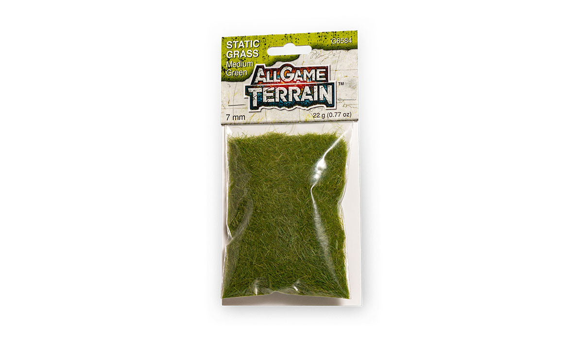 Woodland Scenics All Game Terrain Medium Green Static Grass 7mm | Grognard Games