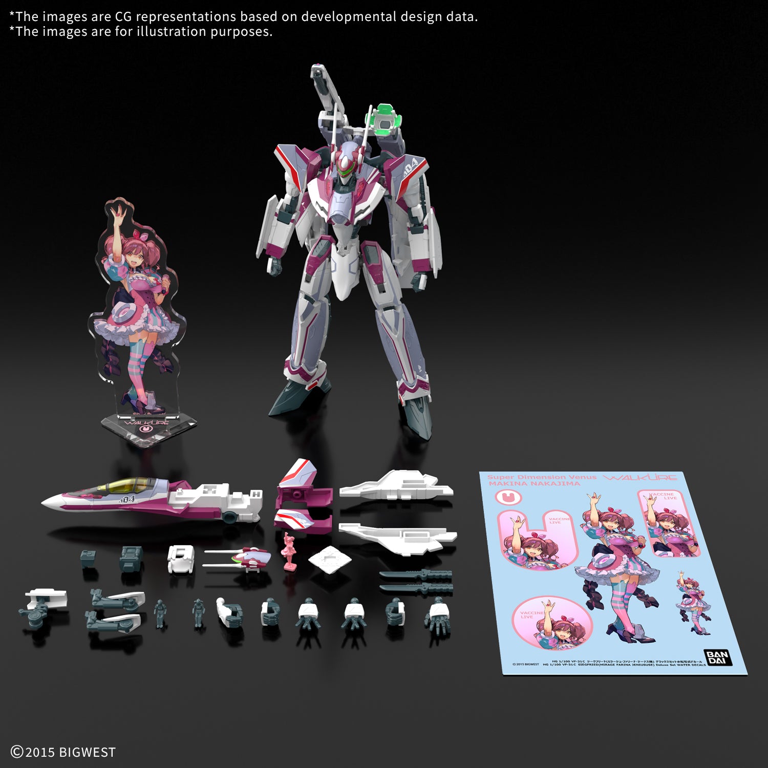 Bandai HG 1/100 VF-31C Siegfried (Mirage Farina Jenius Use) Deluxe Set "Macross" | Grognard Games
