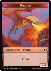 Dragon (0011) // Warrior Double-Sided Token [Tarkir: Dragonstorm Tokens] | Grognard Games