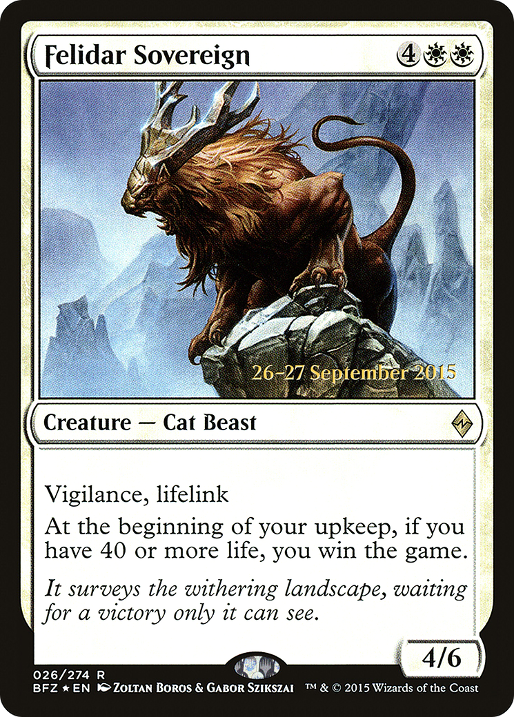 Felidar Sovereign  [Battle for Zendikar Prerelease Promos] | Grognard Games