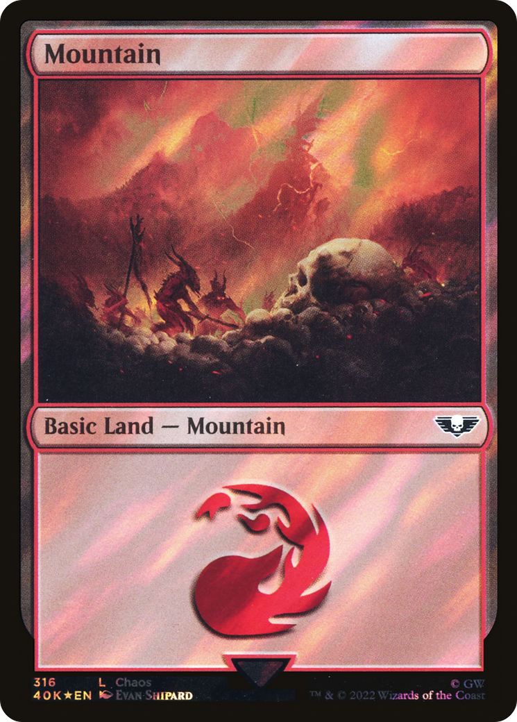 Mountain (316) (Surge Foil) [Universes Beyond: Warhammer 40,000] | Grognard Games