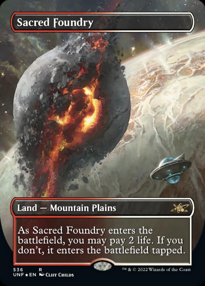 Sacred Foundry (Borderless) (Galaxy Foil) [Unfinity] | Grognard Games