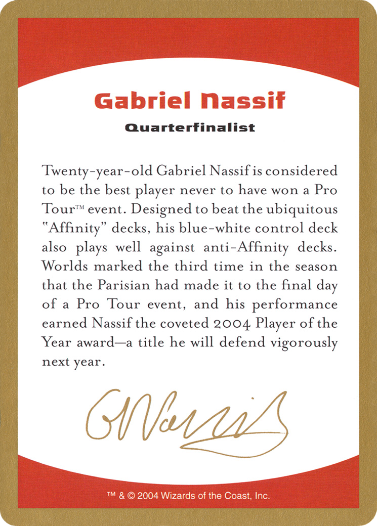 Gabriel Nassif Bio [World Championship Decks 2004] | Grognard Games