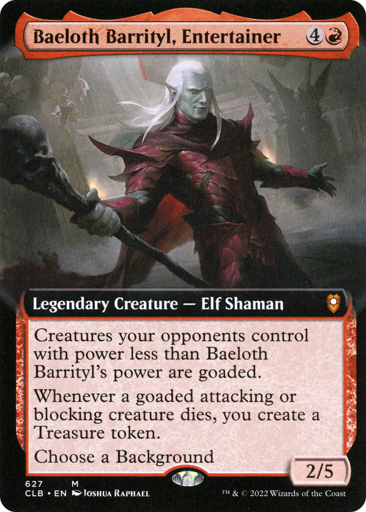 Baeloth Barrityl, Entertainer (Extended Art) [Commander Legends: Battle for Baldur's Gate] | Grognard Games