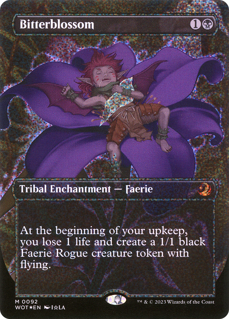 Bitterblossom (Anime Borderless) (Confetti Foil) [Wilds of Eldraine: Enchanting Tales] | Grognard Games