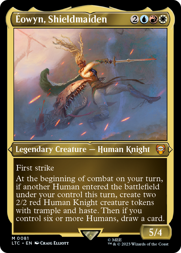 Eowyn, Shieldmaiden (Display Commander) - Thick Stock (LTC-081) - Tales of Middle-earth Commander Foil | Grognard Games