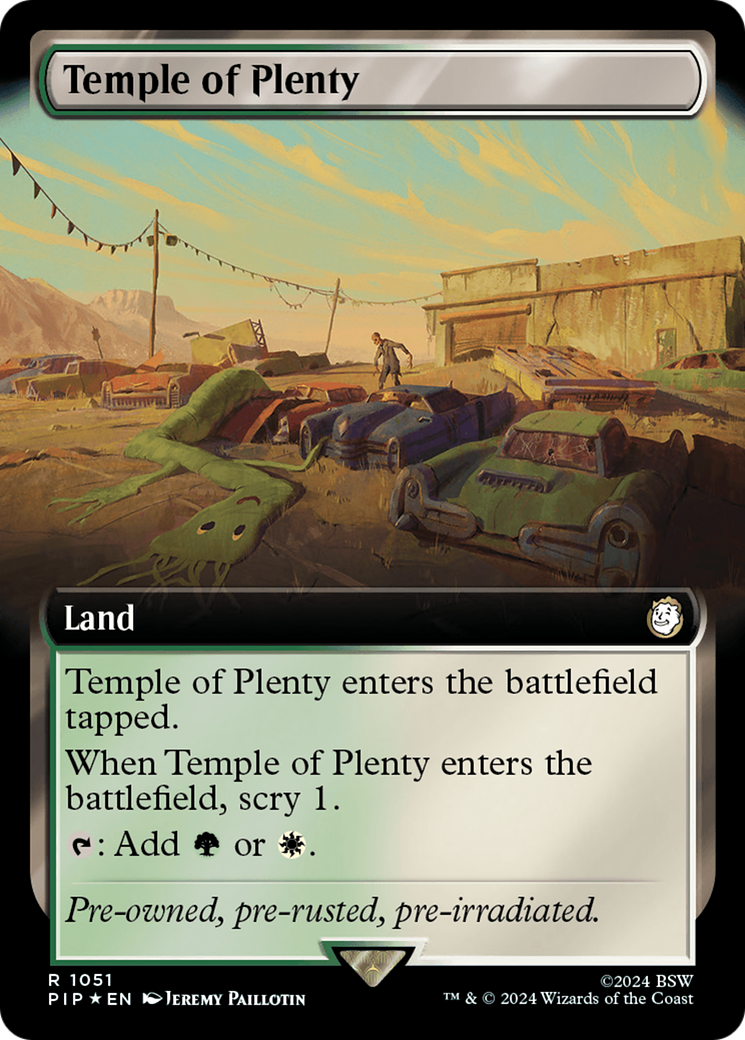 Temple of Plenty (Extended Art) (Surge Foil) [Fallout] | Grognard Games