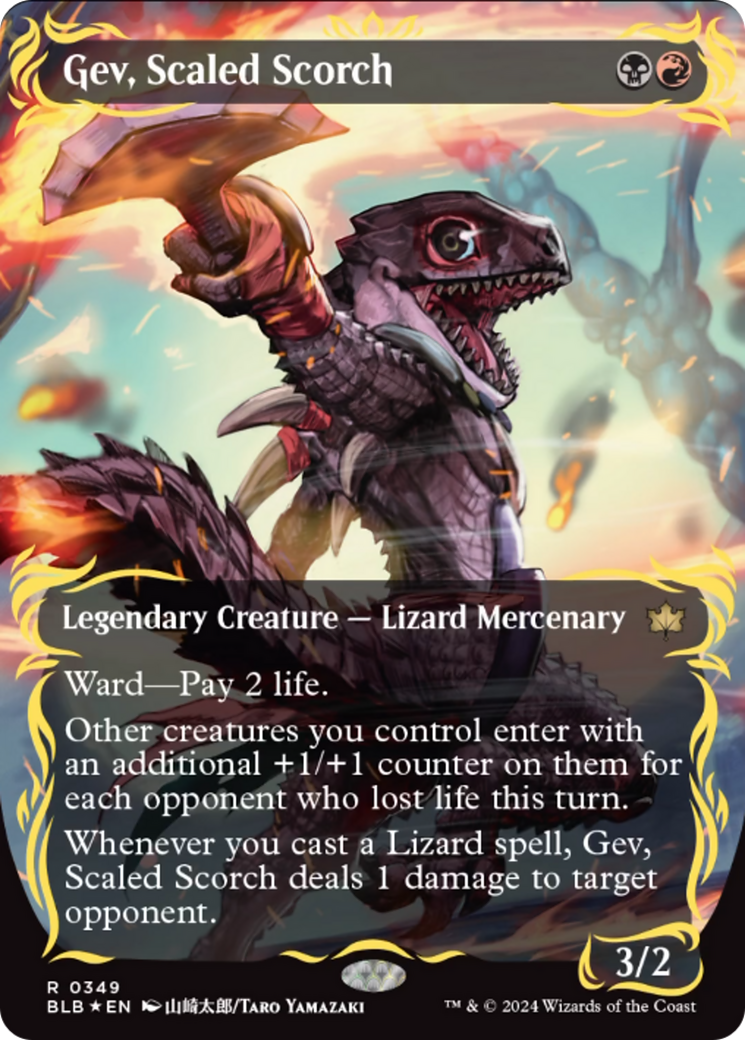 Gev, Scaled Scorch (Borderless) (Raised Foil) [Bloomburrow] | Grognard Games