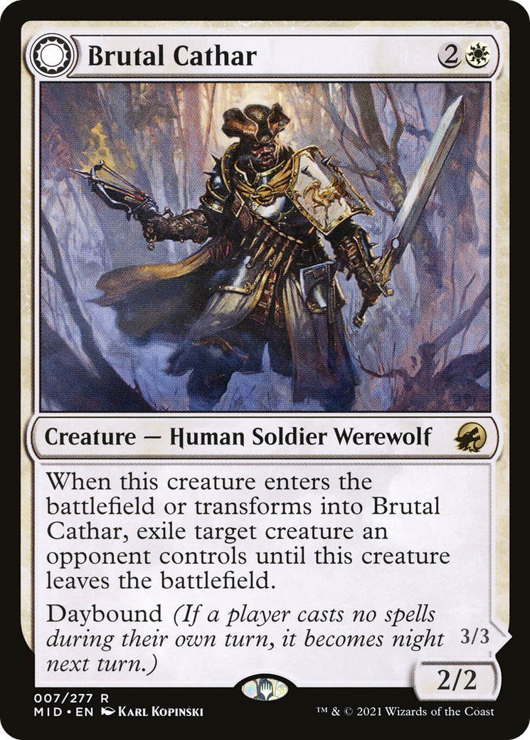 Brutal Cathar // Moonrage Brute [Innistrad: Midnight Hunt] | Grognard Games