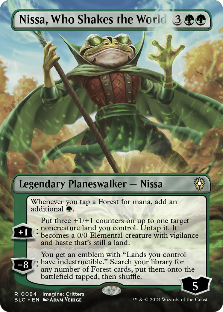 Nissa, Who Shakes the World (Borderless) [Bloomburrow Commander] | Grognard Games