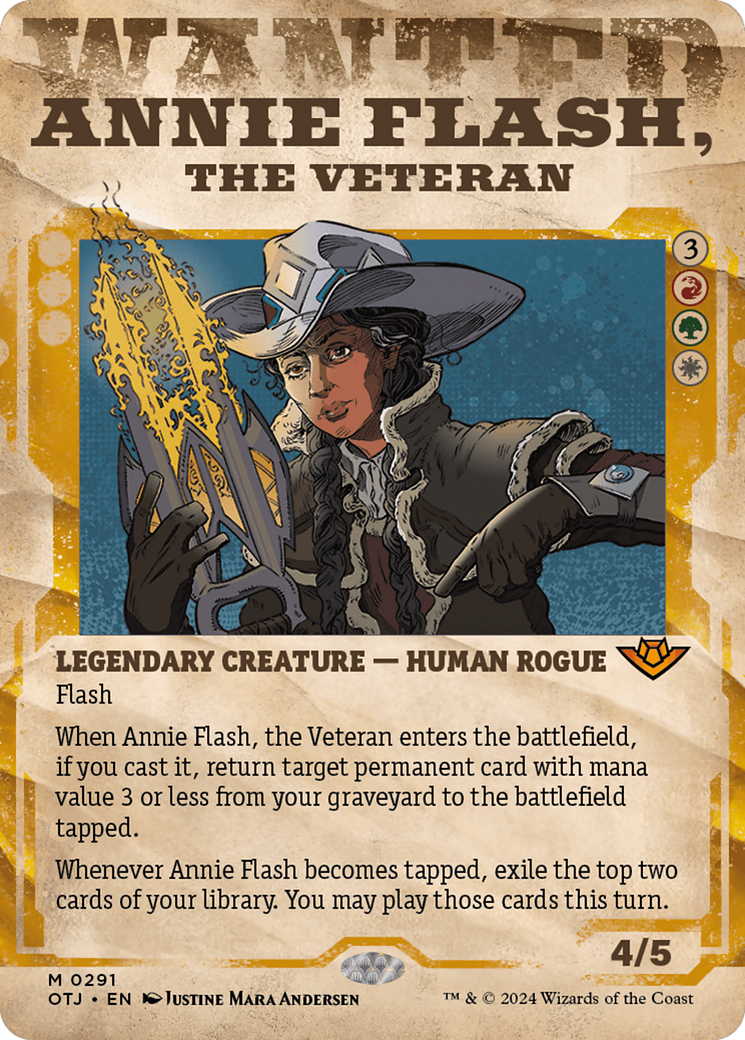 Annie Flash, the Veteran (OTJ-291) - Outlaws of Thunder Junction: (Showcase) (Borderless) Foil | Grognard Games