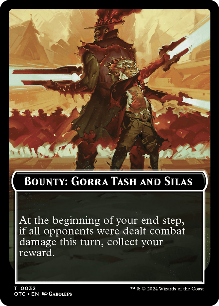 Bounty: Gorra Tash and Silas // Bounty Rules Double-Sided Token [Outlaws of Thunder Junction Commander Tokens] | Grognard Games