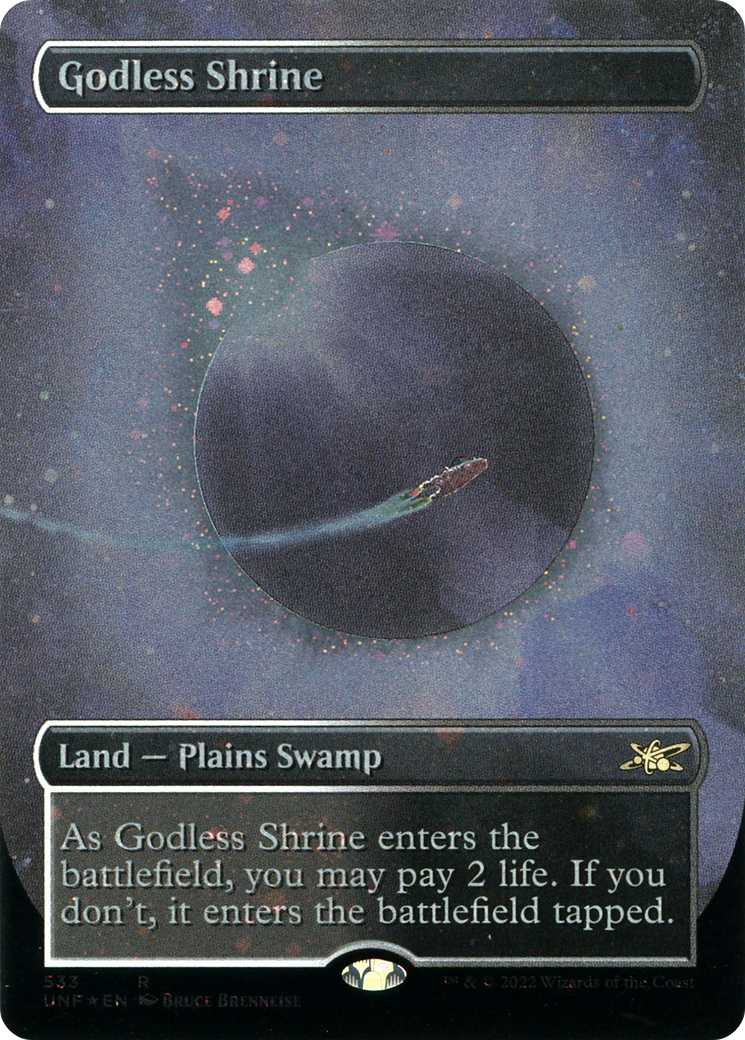 Godless Shrine (Borderless) (Galaxy Foil) [Unfinity] | Grognard Games