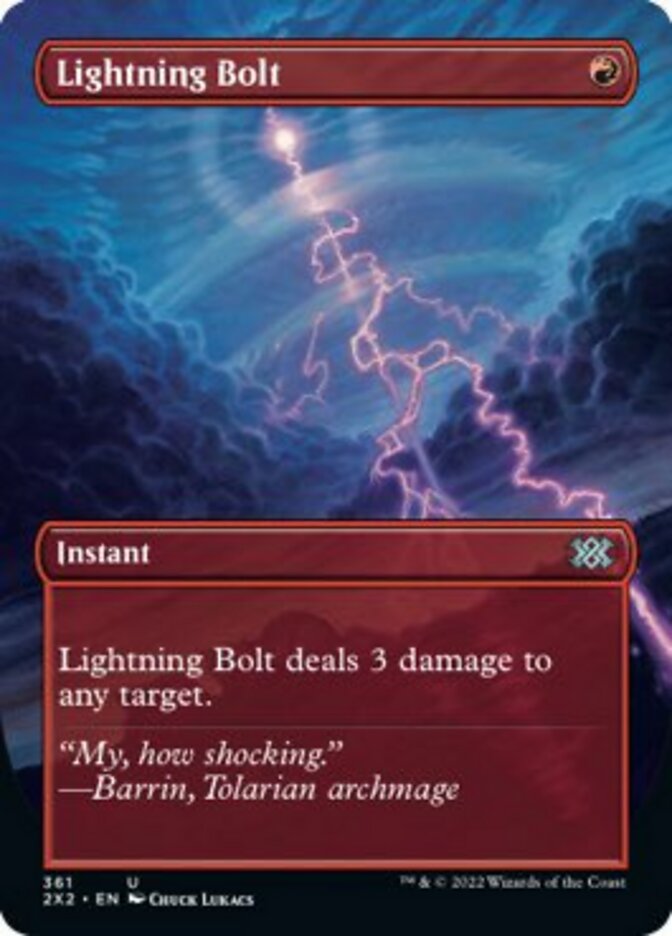 Lightning Bolt (Borderless Alternate Art) [Double Masters 2022] | Grognard Games