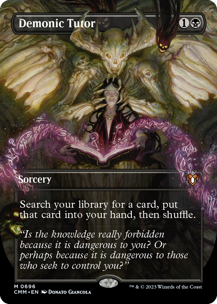Demonic Tutor (Borderless Alternate Art) [Commander Masters] | Grognard Games