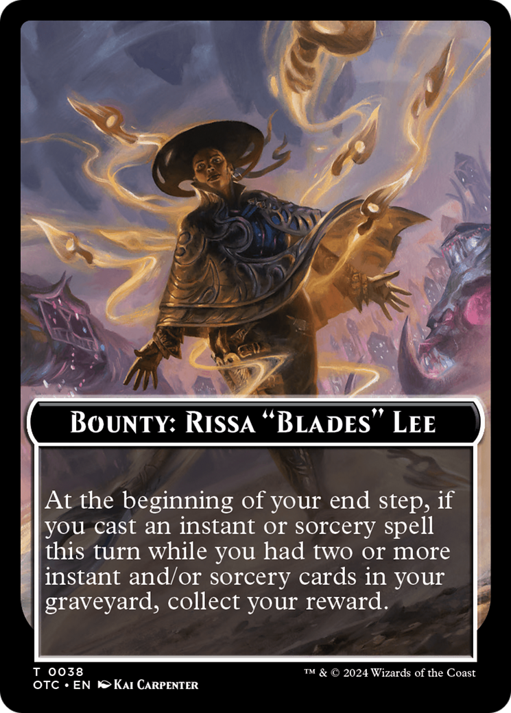 Bounty: Rissa "Blades" Lee // Bounty Rules Double-Sided Token [Outlaws of Thunder Junction Commander Tokens] | Grognard Games