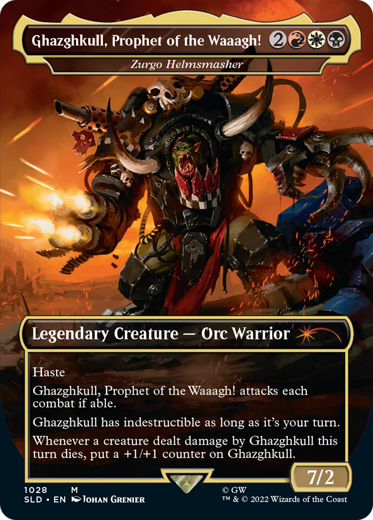 Zurgo Helmsmasher (SLD-1028) - Secret Lair Drop / Ghazghkull, Prophet of the Waaagh! (Borderless) | Grognard Games