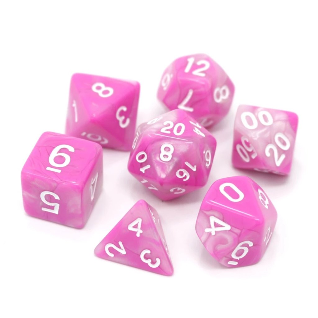 Die Hard Dice 7 Piece RPG set - Tickled Pink | Grognard Games