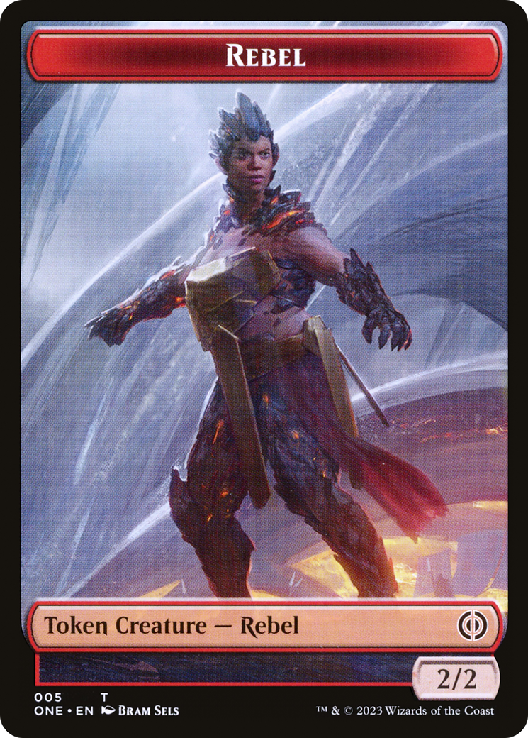 Rebel // The Hollow Sentinel Double-Sided Token [Phyrexia: All Will Be One Tokens] | Grognard Games