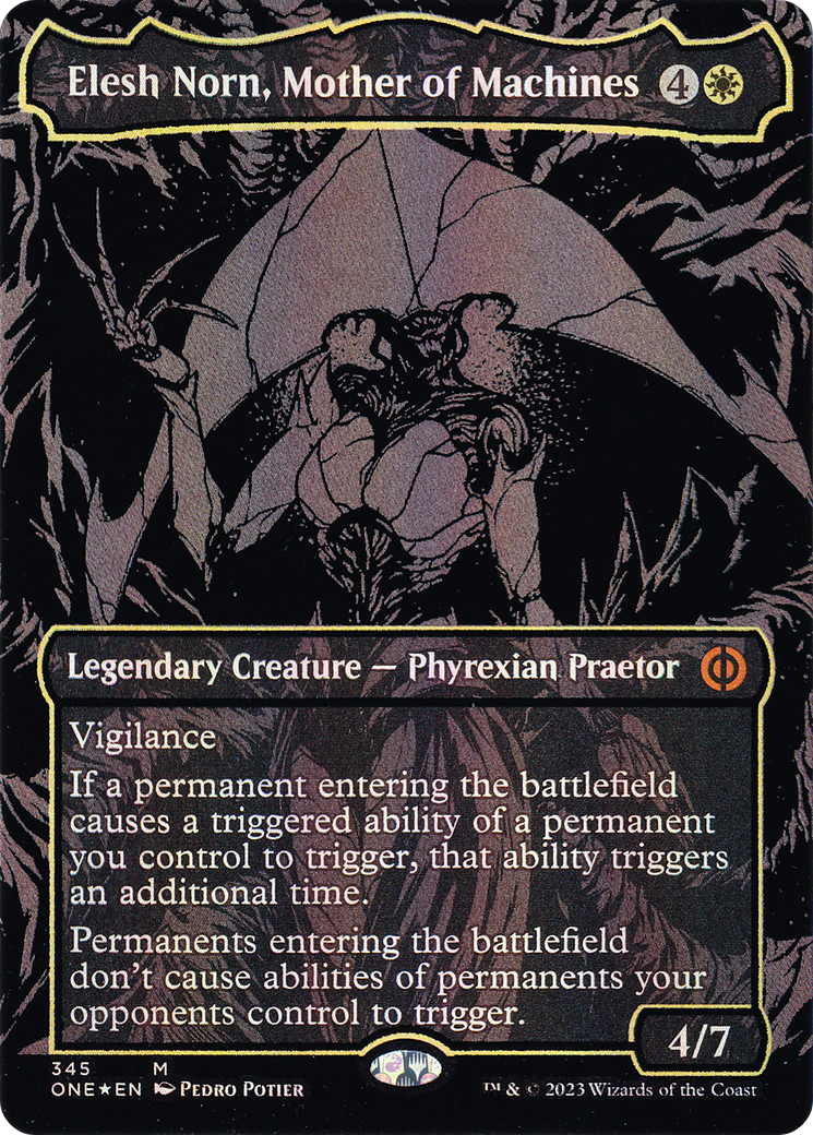 Elesh Norn, Mother of Machines (Oil Slick Raised Foil) [Phyrexia: All Will Be One] | Grognard Games