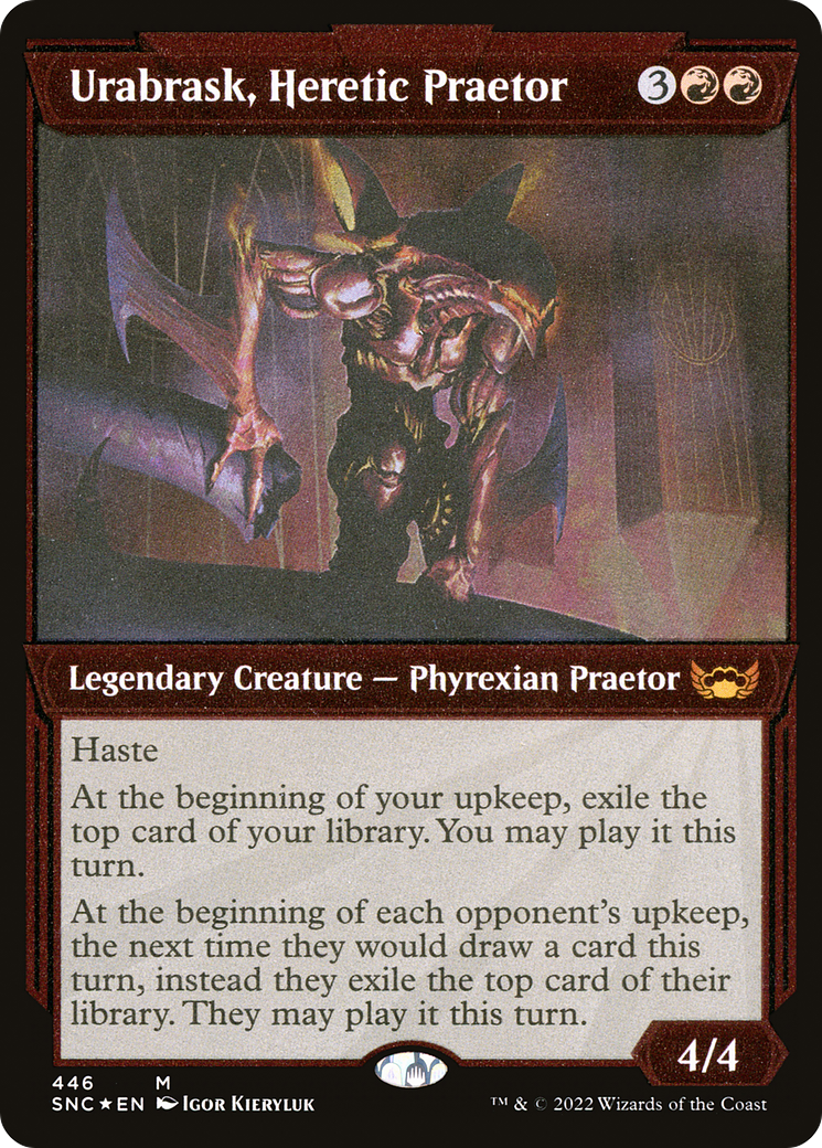 Urabrask, Heretic Praetor (Showcase Art Deco Foil Etched) [Streets of New Capenna] | Grognard Games